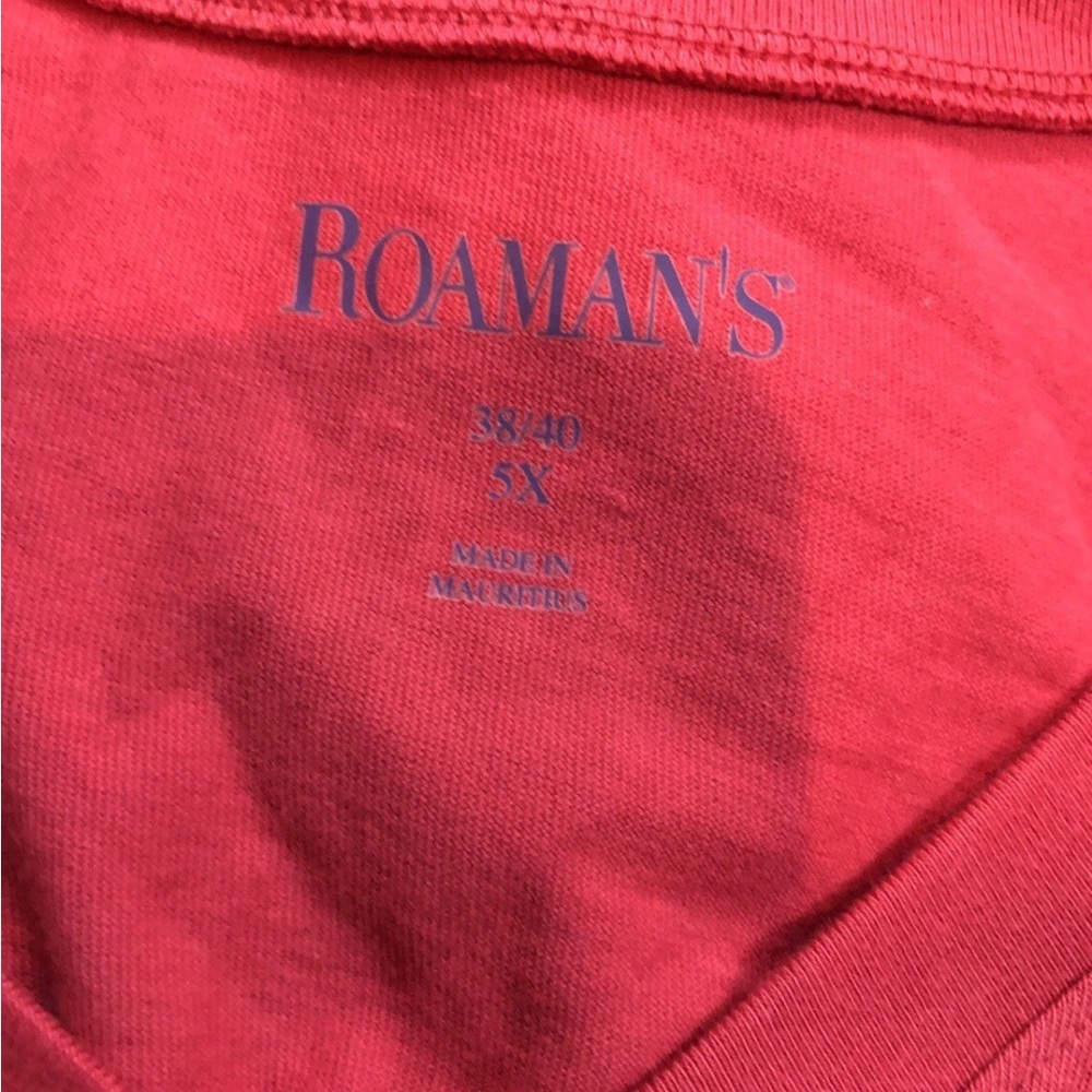 Roaman’s Pink/Rose long Sleeve V Neck Top - Womens 5X, Bust 35”, Length 33.5” - Picture 3 of 6